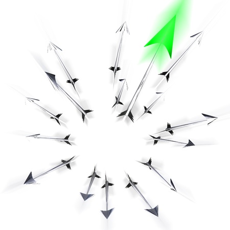 Group of flying metallic  darts and arrows illustration