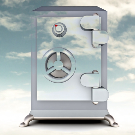 steel metallic isolated vault with sky render illustrationの写真素材