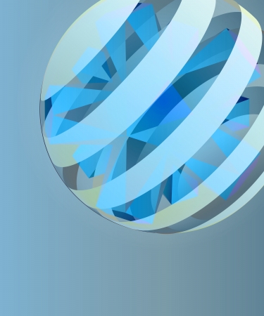 card template with blue crystal in striped ball in corner vectorのイラスト素材