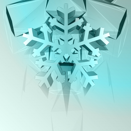 dimensional crystal blue shape card with snowflake vector templateのイラスト素材