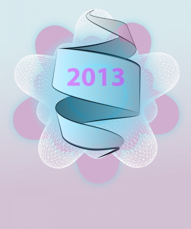 violet winter rounded star shape with ribbon vector new year templateのイラスト素材
