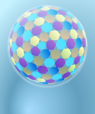 hexagonal disco sphere geometry decoration card vector templateのイラスト素材
