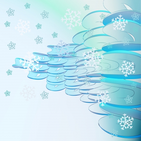 abstract blue round shapes with falling snow card vector templateのイラスト素材