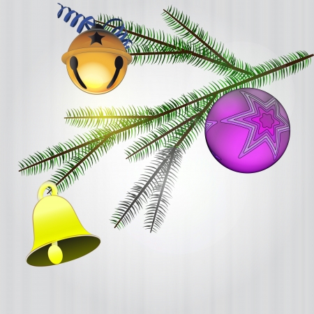magic spruce branche with christmas decoration vector illustrationのイラスト素材