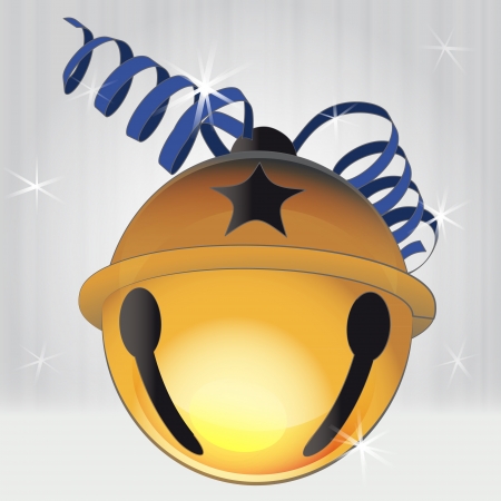 detailed bronze jingle bell with red ribbon vector illustrationのイラスト素材