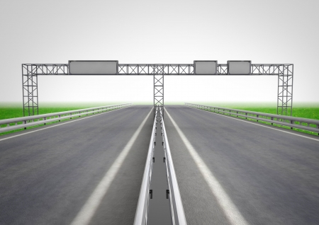 highway with signpost on construction concept illustrationの写真素材