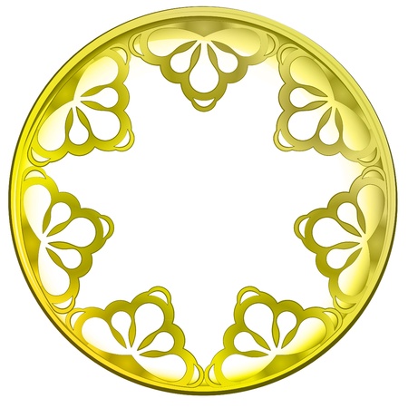 inner decorated golden baroque vector circle frame illustrationのイラスト素材