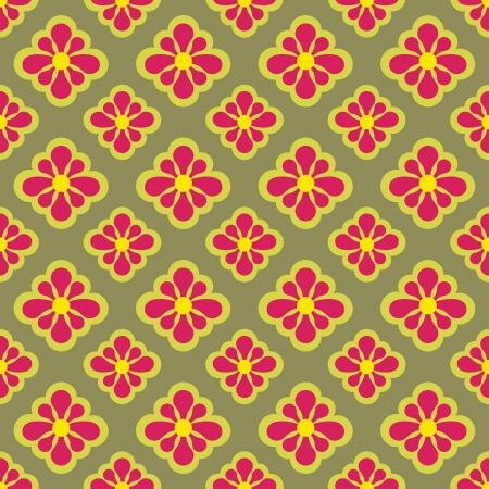 cool red blossom checked vector pattern illustrationのイラスト素材