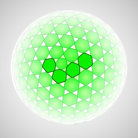 green positive line art polygon vector sphere illustrationのイラスト素材