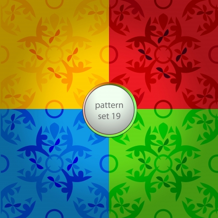 four colored floral vector pattern set backgroundのイラスト素材