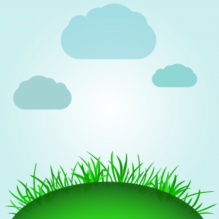 grass hill with cloudy sky center for text vector illustrationのイラスト素材