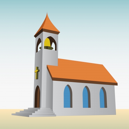 rural church for catholics with bell vector illustrationのイラスト素材