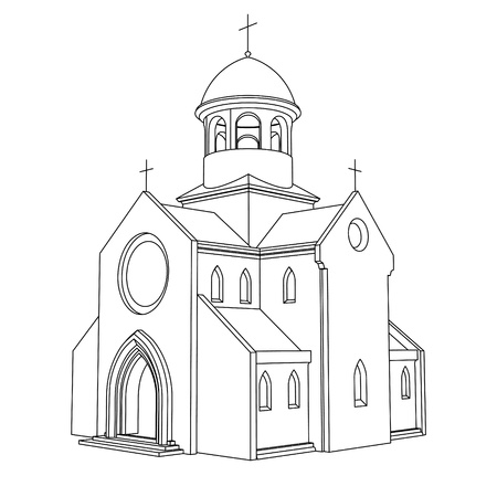 line art ancient basilica drawing vector illustrationのイラスト素材