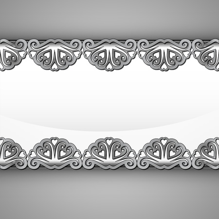 inner silver steel lace decorated frame vector illustrationのイラスト素材