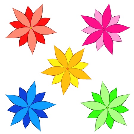 five colored lotus blossom set vector illustrationのイラスト素材