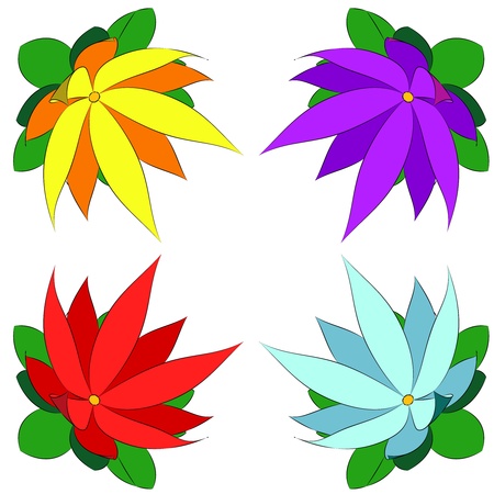 four colored lotus blossom set vector illustrationのイラスト素材
