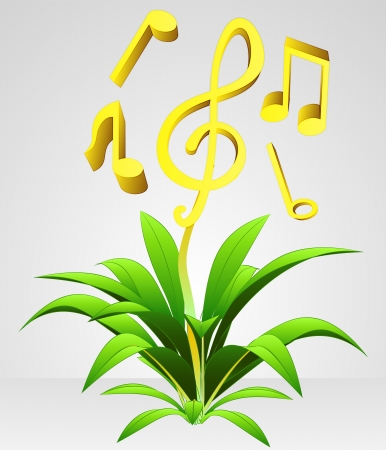 flying and growing music vector flower concept reflectionのイラスト素材