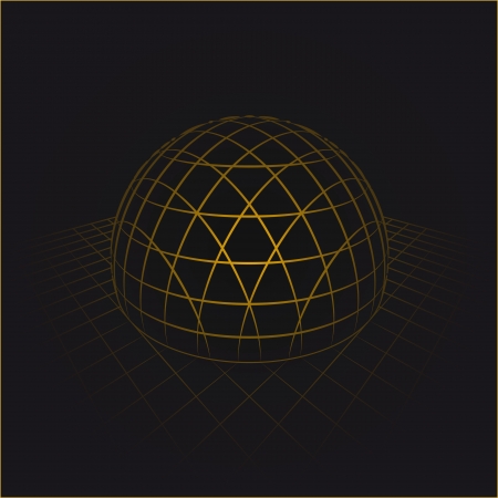 orange half sphere in grid on black background illustrationのイラスト素材