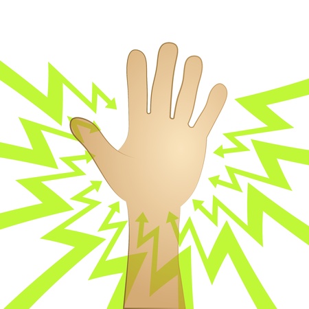 human hand cross in arrow zigzag circle vector illustrationのイラスト素材