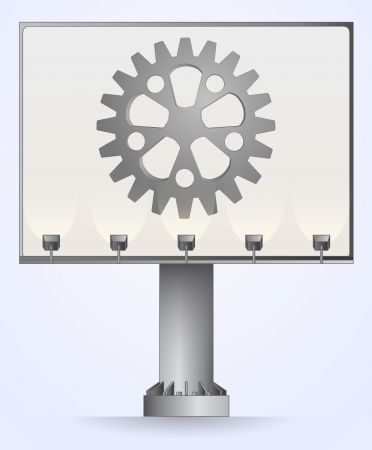 cogwheel on billboard construction vector illustrationのイラスト素材