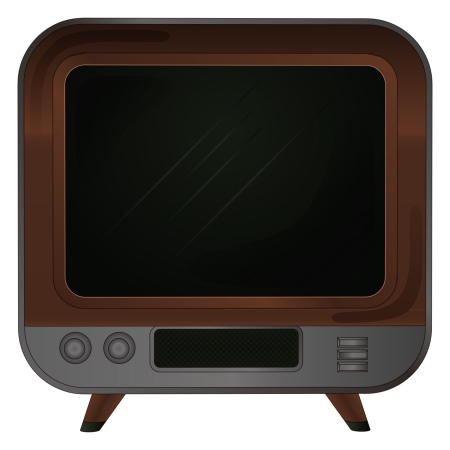 isolated retro wooden television on legs のイラスト素材