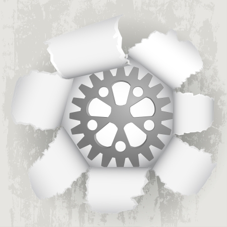 torn paper revelation of machinery serviceのイラスト素材