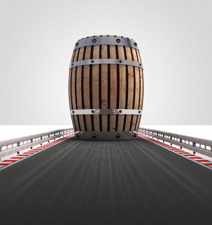 barrel on motorway track leading to storage illustrationの写真素材