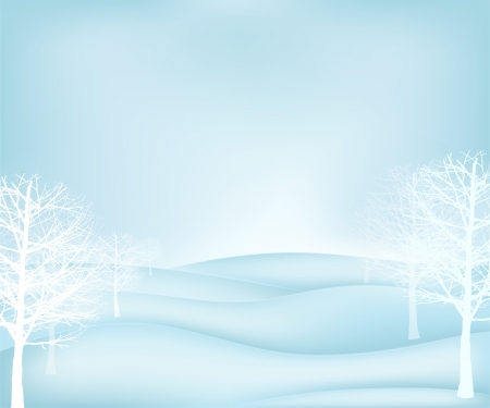 calm winter landscape plain scene with broadleaf trees vector illustrationのイラスト素材