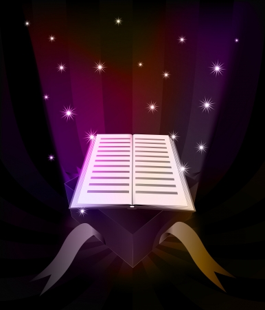 gift revelation with opened book at glittering stars vector illustrationのイラスト素材