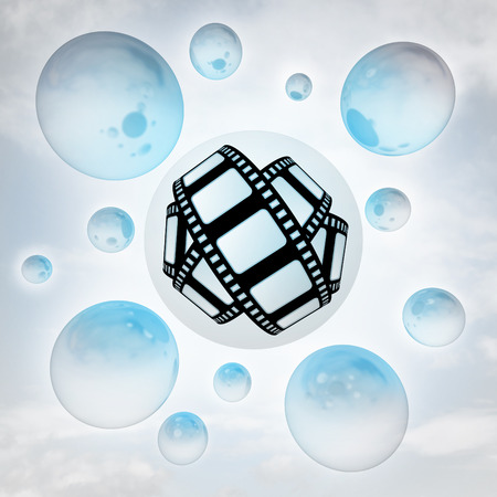 movie tape icon with glossy bubbles in the air with flare illustration