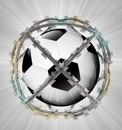 protected ball in barbed sphere fence illustrationの写真素材
