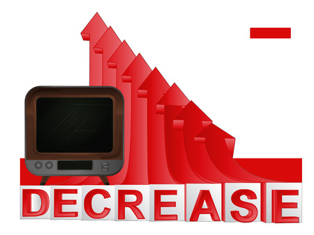 television with red descending arrow graph illustrationのイラスト素材