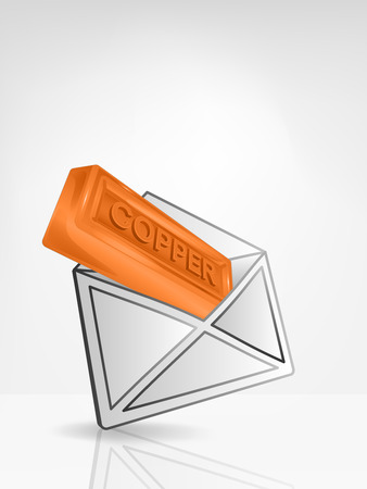 copper merchandise in opened white envelope or email message vector illustrationのイラスト素材