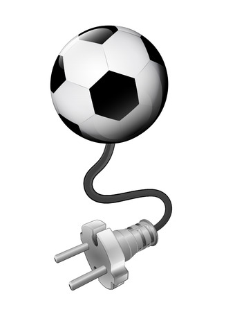 football energy with plug connection ready to get power vector illustrationのイラスト素材