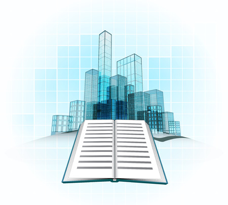 education of modern office city district vector concept illustrationのイラスト素材