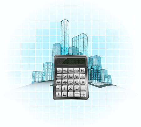 business calculation of modern office city district vector concept illustrationのイラスト素材