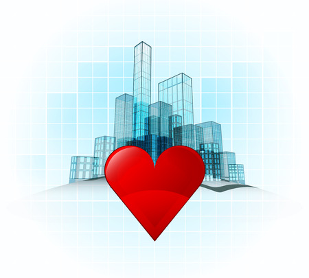 love of modern office city district vector concept illustrationのイラスト素材