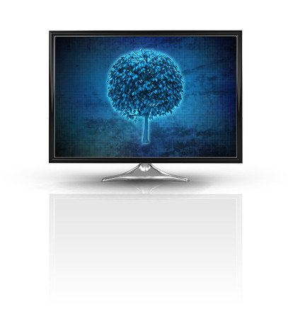 magic tree on blue new modern screen isolated on white illustrationの写真素材