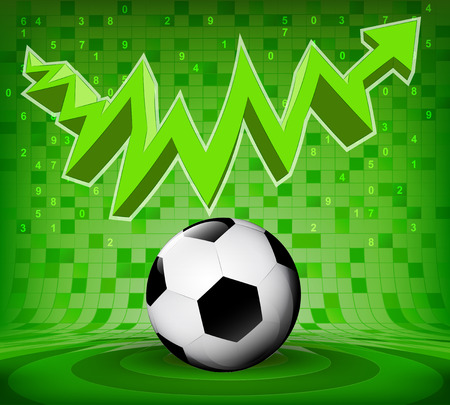football ball under green rising zig zag arrow vector illustrationのイラスト素材