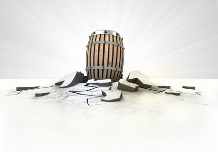 beverage keg stuck into ground with flare concept illustrationの写真素材