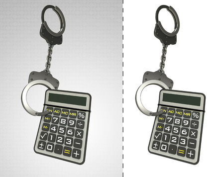 business calculator in chain as criminality concept double illustrationの写真素材