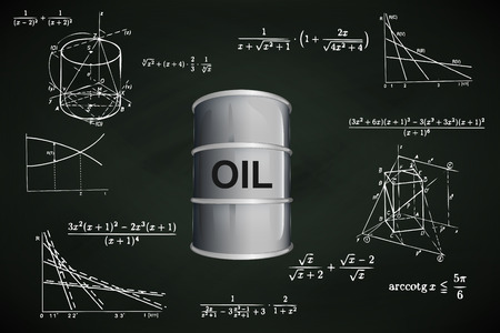 oil barrel on blackboard with math calculations vector illustrationのイラスト素材