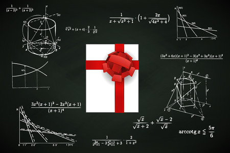 gift box on blackboard with math calculations vector illustrationのイラスト素材
