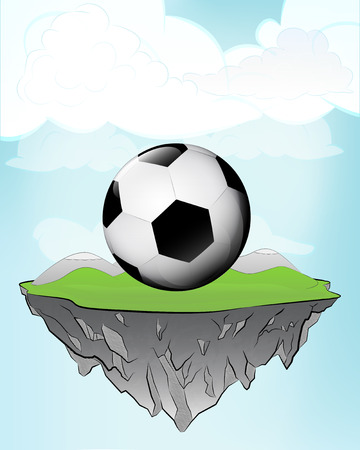football ball on flying island concept in sky vector illustrationのイラスト素材