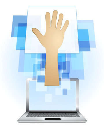 human hand in laptop internet searching frame idea vector illustrationのイラスト素材