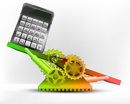 calculator in green area on swing machine concept vector illustrationのイラスト素材