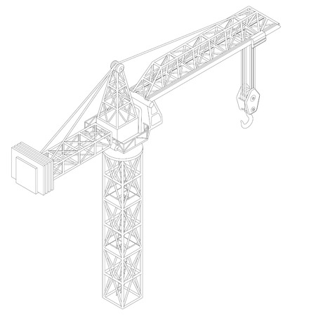 crane construction isometric view wire drawing vector illustrationのイラスト素材
