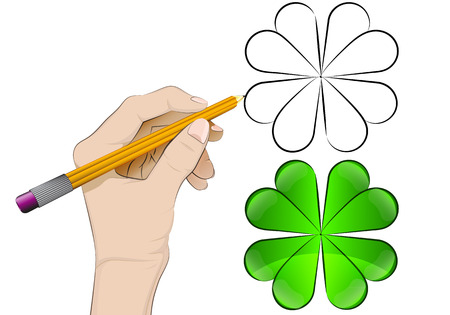 human hand drawing cloverleafのイラスト素材