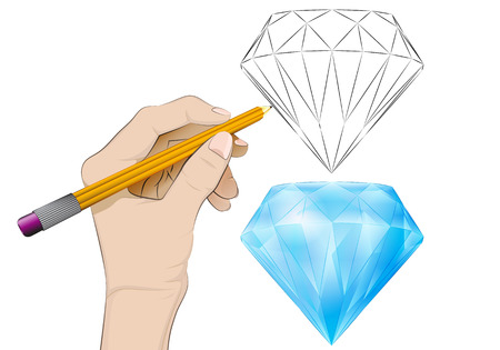  human hand drawing diamondのイラスト素材