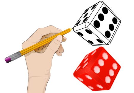   human hand drawing lucky diceのイラスト素材